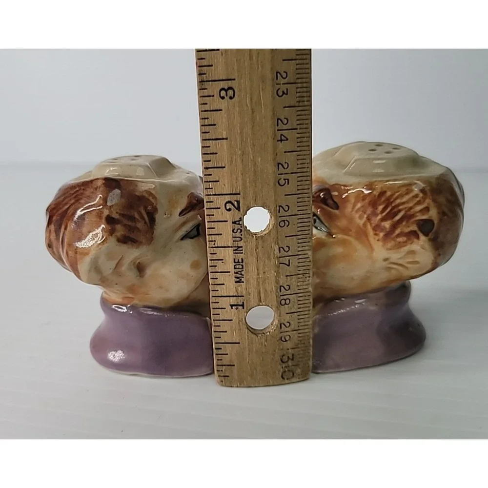 Vintage Japan Porcelain 2 Old Jester‎ Men Salt Shakers w/ Original Cork Stoppers